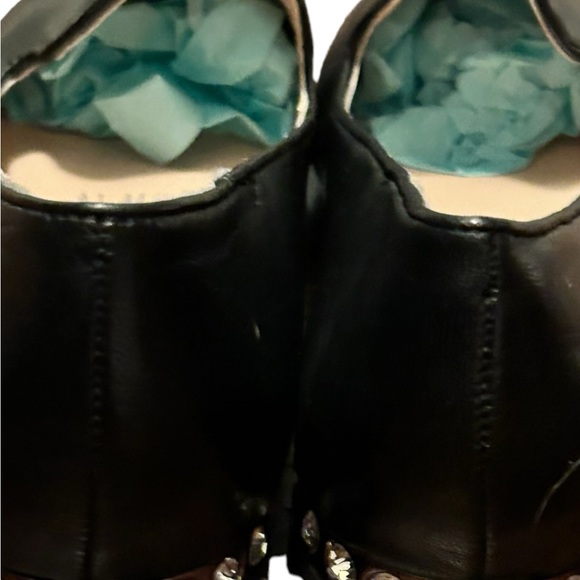 MODERN VICE Women's Black Genuine Leather Point Toe Flat Shoe Studded Heel-Sz 6 - Picture 8 of 15